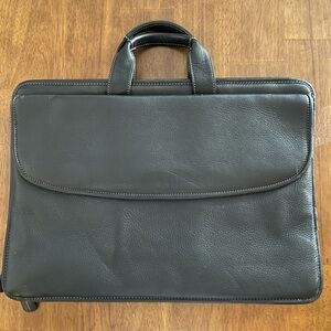 Johnson & Murphy Sophisticated Black Leather Briefcase